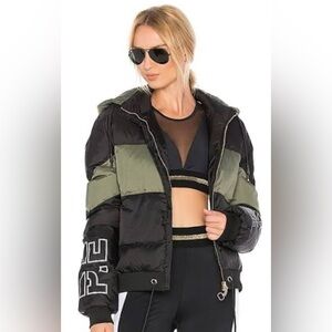 P.E. Nation Under the Wire Women's Black and Green Puffer Jacket P